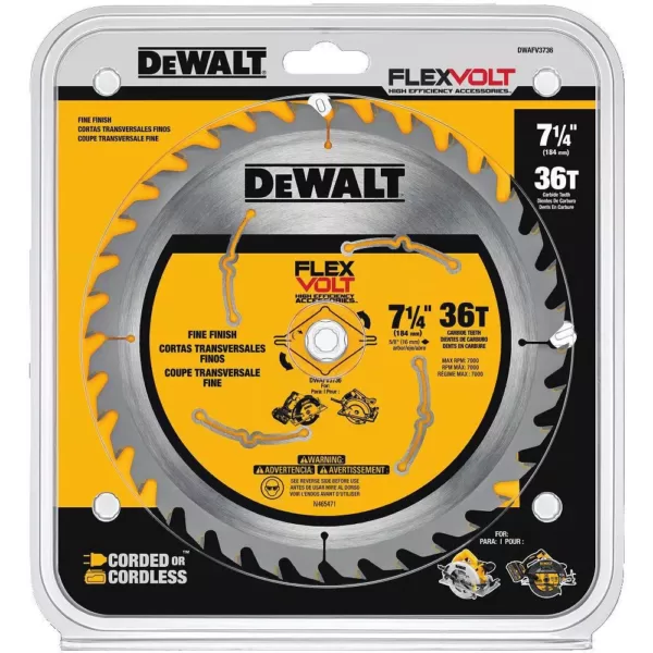 DEWALT FLEXVOLT 7-1/4 in. 36-Teeth Carbide-Tipped Circular Saw Blade