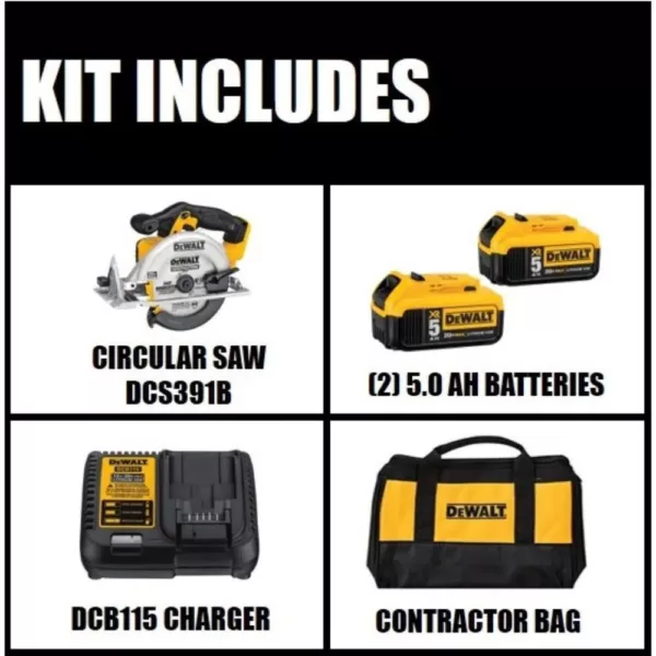 DEWALT 20-Volt MAX Cordless 6-1/2 in. Circular Saw with (2) 20-Volt Batteries 5.0Ah & Charger