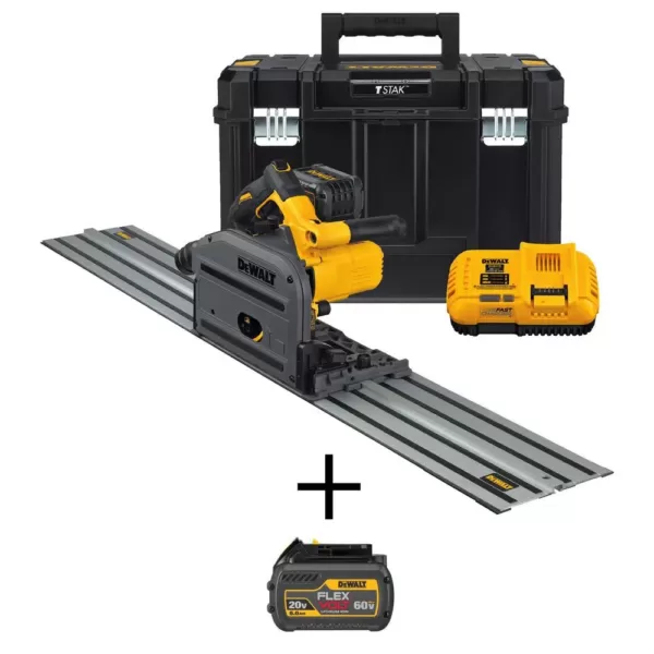 DEWALT FLEXVOLT 60-Volt MAX Cordless Brushless 6-1/2 in. Track Saw Kit with (2) FLEXVOLT 6.0Ah Batteries & 59 in. Track