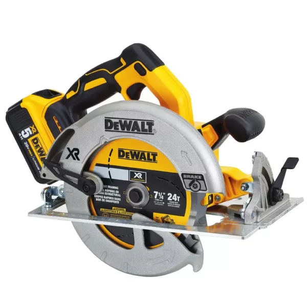 DEWALT 20-Volt MAX XR Cordless Brushless 7-1/4 in. Circular Saw with (2) 20-Volt Batteries 5.0Ah & Charger