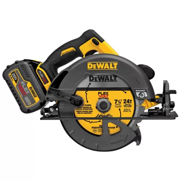 DEWALT FLEXVOLT 60-Volt MAX Cordless Brushless 7-1/4 in. Circular Saw, (1) FLEXVOLT 6.0Ah Battery & Worksite Radio