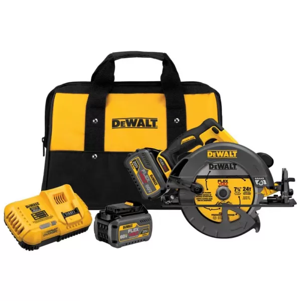 DEWALT FLEXVOLT 60-Volt MAX Cordless Brushless 7-1/4 in. Circular Saw, (2) FLEXVOLT 6.0Ah Batteries & Hammer Drill/Driver