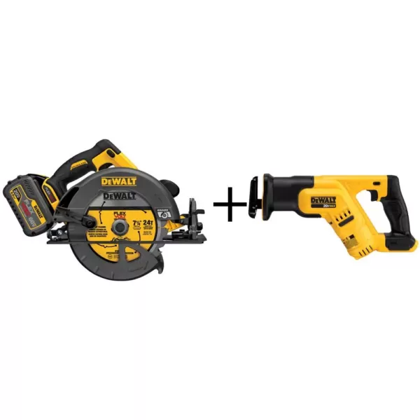 DEWALT FLEXVOLT 60-Volt MAX Cordless Brushless 7-1/4 in. Circular Saw, (2) FLEXVOLT 6.0Ah Batteries & Reciprocating Saw