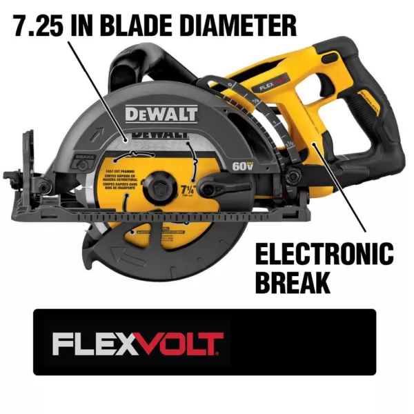 DEWALT FLEXVOLT 60-Volt MAX Cordless Brushless 7-1/4 in. Wormdrive Style Circular Saw with (1) FLEXVOLT 6.0Ah Battery