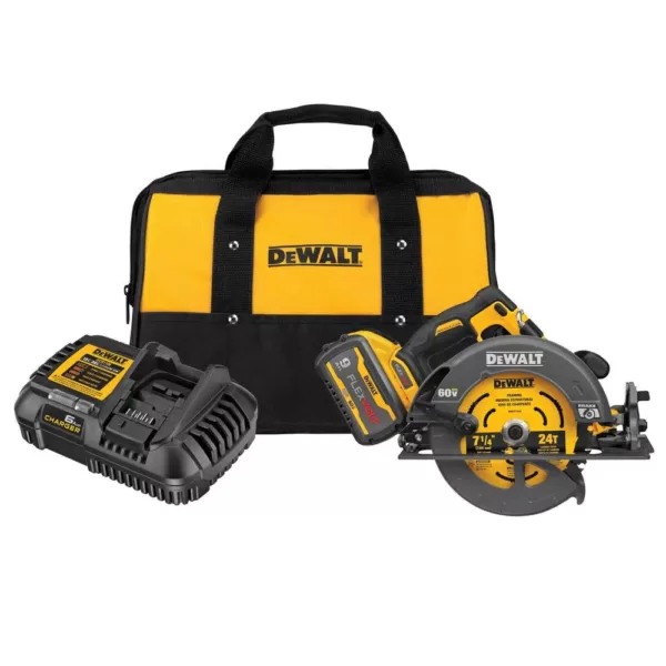 DEWALT FLEXVOLT 60-Volt MAX Cordless Brushless 7-1/4 in. Circular Saw with Brake with (1) FLEXVOLT 9.0Ah Battery