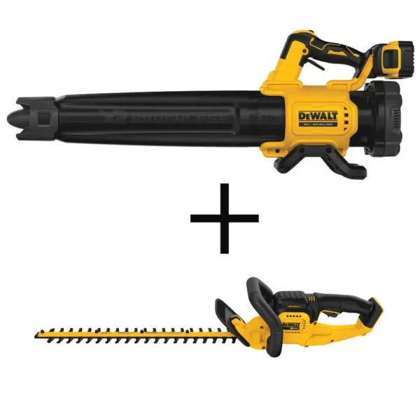 DEWALT 125 MPH 450 CFM 20V MAX Cordless Brushless Blower w/(1) 5.0Ah Battery & Charger w/ Bonus 22 in 20V Trimmer (Tool Only)