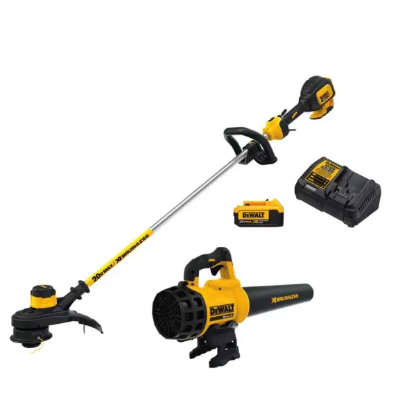 DEWALT 20V MAX Lithium-Ion Cordless String Trimmer and Blower Combo Kit (2-Tool), (1) 4.0Ah Battery and Charger Included