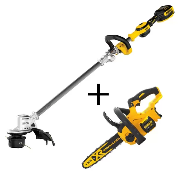 DEWALT 20V MAX Brushless Cordless String Trimmer with Bonus 12 in. 20V Cordless Brushless Chainsaw (Tool Only)