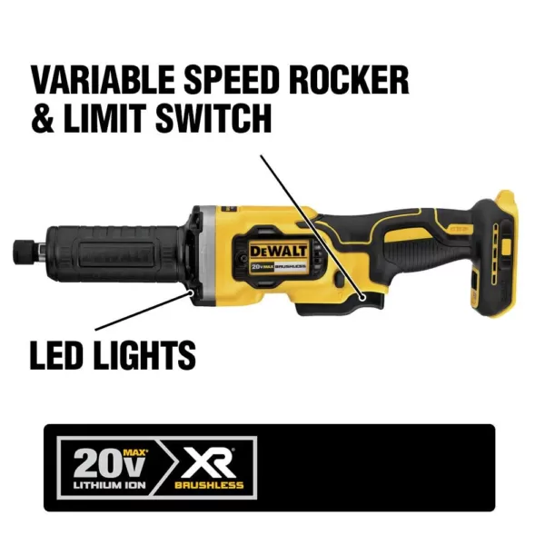 DEWALT 20-Volt MAX Cordless Brushless 1-1/2 in. Variable Speed Die Grinder with (1) 20-Volt 5.0Ah Battery