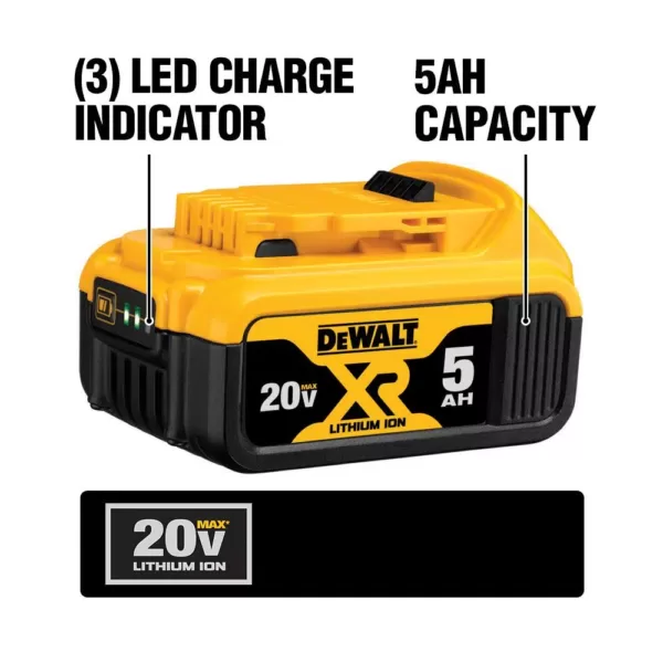 DEWALT 20-Volt MAX XR Cordless Brushless 5 in. Random Orbital Sander with (2) 20-Volt Batteries 5.0Ah & Charger