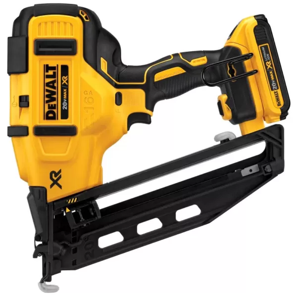 DEWALT Cordless 20-Volt Max 16-Gauge Angled Finish Nailer Kit with Bonus 20-Volt MAX XR Lithium-Ion 2.0Ah Battery 2-Pack