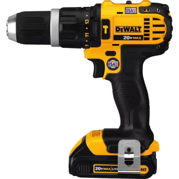 DEWALT 20-Volt MAX Cordless Compact 1/2 in. Hammer Drill/Driver with (2) 20-Volt 1.3Ah Batteries, Charger & Bag