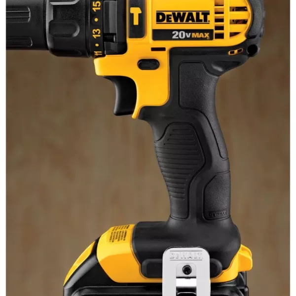 DEWALT 20-Volt MAX Cordless Compact 1/2 in. Hammer Drill/Driver with (2) 20-Volt 1.3Ah Batteries, Charger & Bag