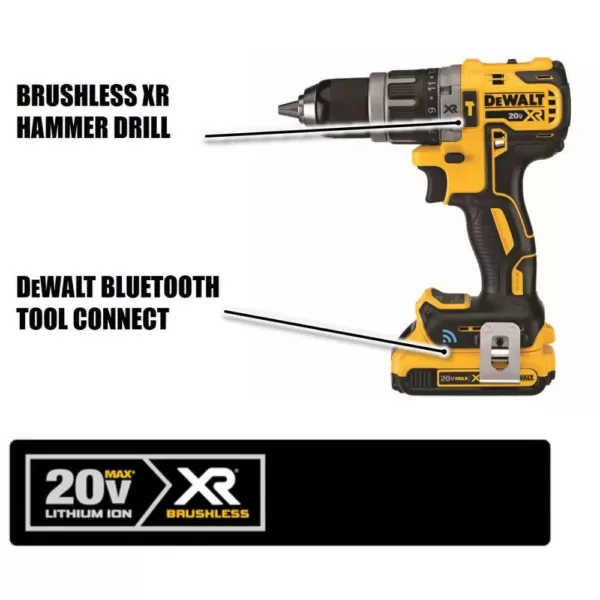 DEWALT 20-Volt MAX XR with Tool Connect Cordless Compact 1/2 in. Hammer Drill with (2) 20-Volt 2.0Ah Batteries & Charger