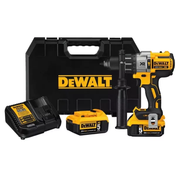 DEWALT 20-Volt MAX XR Cordless Brushless 3-Speed 1/2 in. Hammer Drill with (2) 20-Volt 5.0Ah Batteries & Charger