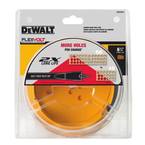 DEWALT FLEXVOLT 6-1/4 in. Carbide Wood Hole Saw