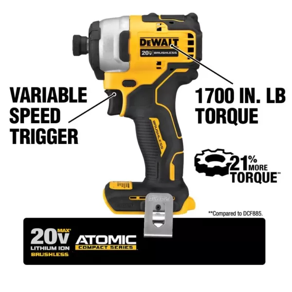 DEWALT ATOMIC 20-Volt MAX Cordless Brushless Compact 1/4 in. Impact Driver with (1) 20-Volt 4.0Ah Battery