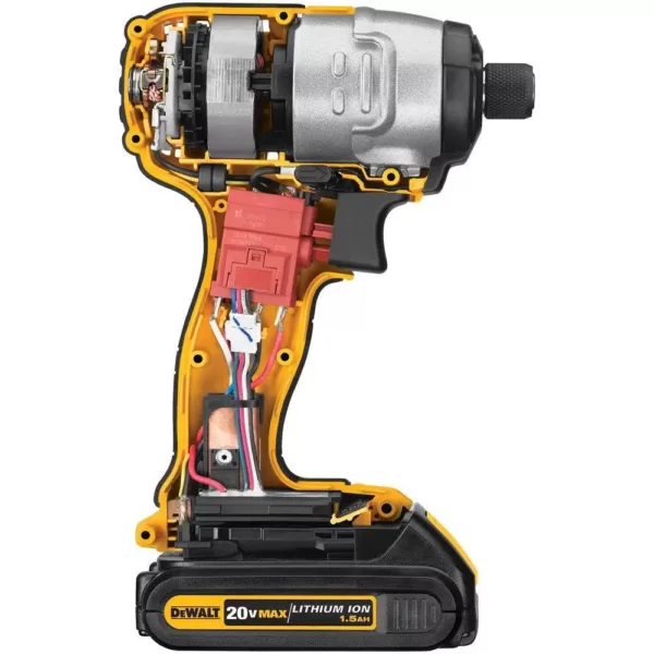 DEWALT 20-Volt MAX Cordless 1/4 in. Impact Driver, (2) 20-Volt 1.3Ah Batteries, Charger & Bag