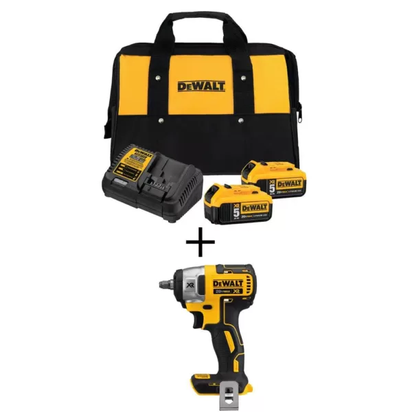 DEWALT 20-Volt MAX XR Cordless Brushless 3/8 in. Compact Impact Wrench with (2) 20-Volt 5.0Ah Batteries & Charger