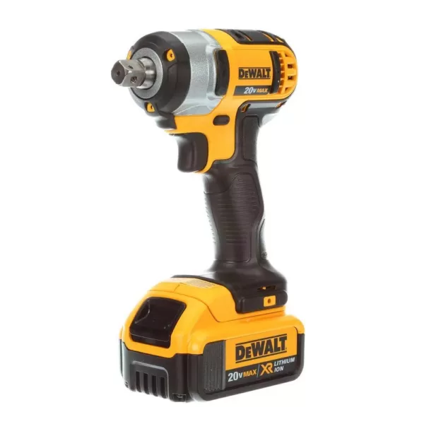 DEWALT 20-Volt MAX Cordless 1/2 in. Impact Wrench Kit with Detent Pin, (2) 20-Volt 4.0Ah Batteries & Charger