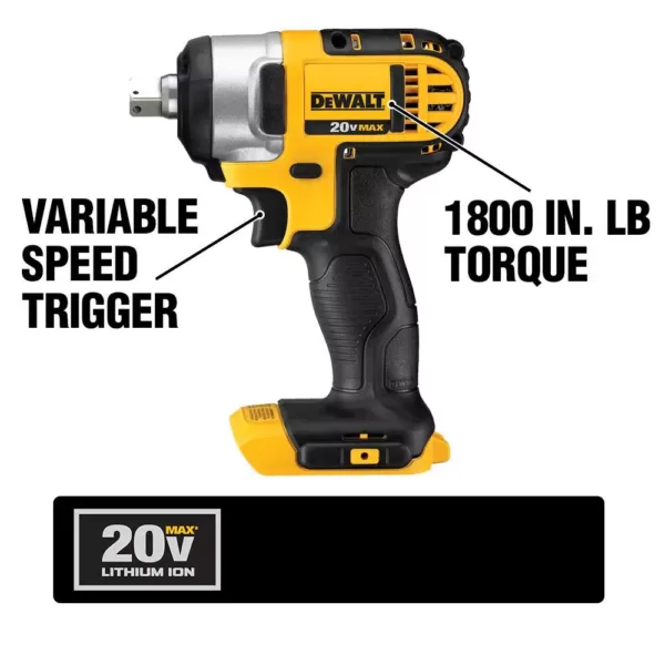 DEWALT 20-Volt MAX XR Cordless Brushless 3/8 in. Compact Impact Wrench, (2) 20-Volt 4.0Ah Batteries & Reciprocating Saw