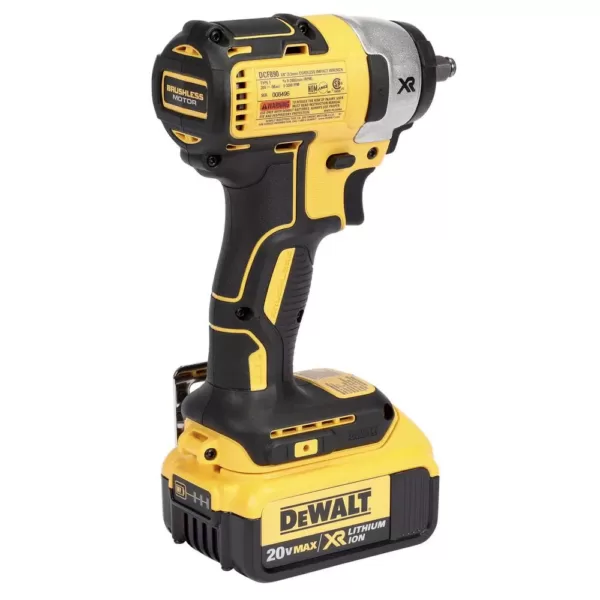 DEWALT 20-Volt MAX XR Cordless Brushless 3/8 in. Compact Impact Wrench, (2) 20-Volt 4.0Ah Batteries & Mech Tool Set (142-Piece)