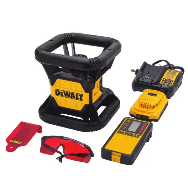 DEWALT 20-Volt Lithium-Ion Red Rotary Laser Level with Bonus Construction Tripod