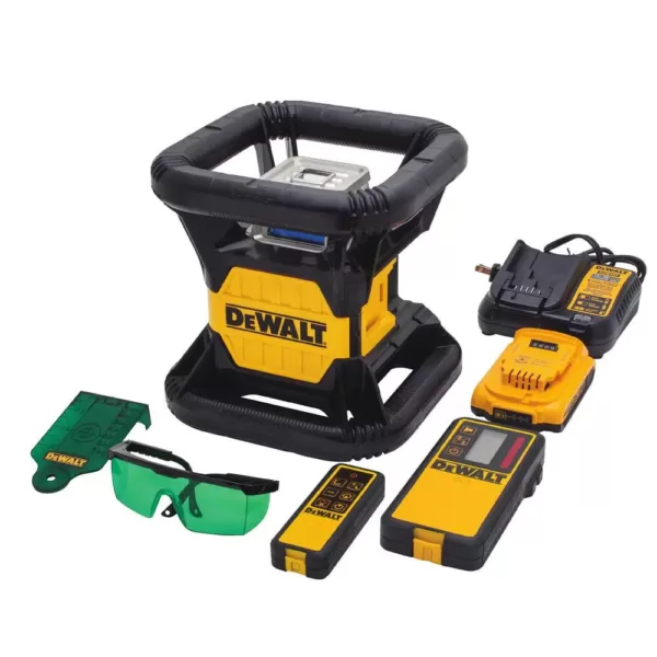 DEWALT 20-Volt Lithium-Ion Green Rotary Laser Level with Bonus Construction Tripod