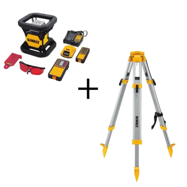 DEWALT 20-Volt Lithium-Ion Red Rotary Laser Level with Bonus Construction Tripod