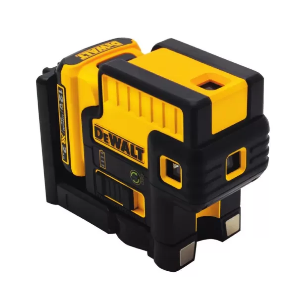 DEWALT 12-Volt MAX Lithium-Ion 100 ft. Green Self-Leveling 5-Spot Beam Laser with Battery 2Ah, Charger, & TSTAK Case