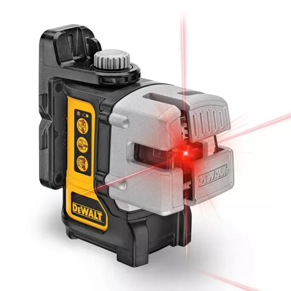 DEWALT 50 ft. & 165 ft. Red Self-Leveling 3-Beam Cross Line Laser Level with (4) AA Batteries & Case