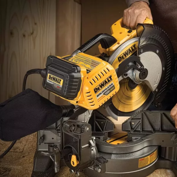 DEWALT FLEXVOLT 120-Volt MAX Cordless Brushless 12 in. Miter Saw with AC Adapter & Heavy Duty Work Stand