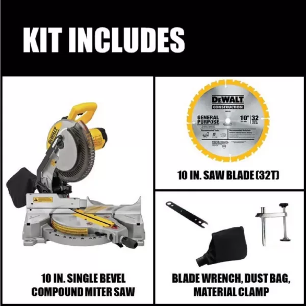 DEWALT 15 Amp Corded 10 in. Compound Single Bevel Miter Saw