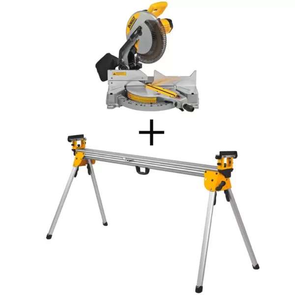 DEWALT 15 Amp Corded 12 in. Compound Single Bevel Miter Saw with Bonus Heavy Duty Miter Saw Stand