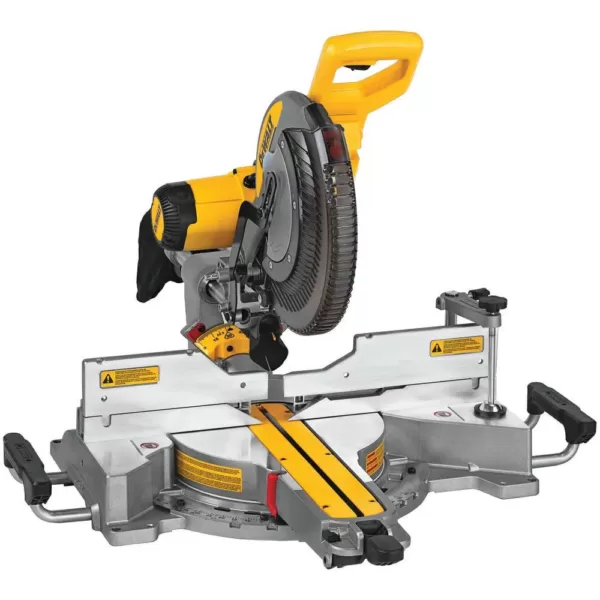 DEWALT 15 Amp Corded 12 in. Double Bevel Sliding Compound Miter Saw, Blade Wrench & Material Clamp