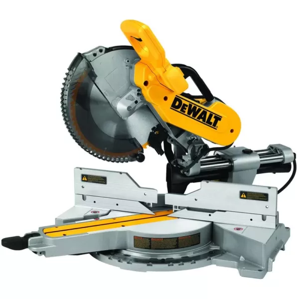 DEWALT 15 Amp Corded 12 in. Double-Bevel Sliding Compound Miter Saw with Bonus 20 Series 12 in. 60T Fine Finish Saw Blade