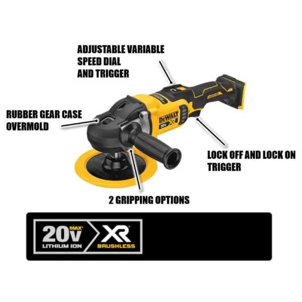 DEWALT 20-Volt MAX XR Cordless Brushless 7 in. Variable Speed Rotary Polisher (Tool-Only)