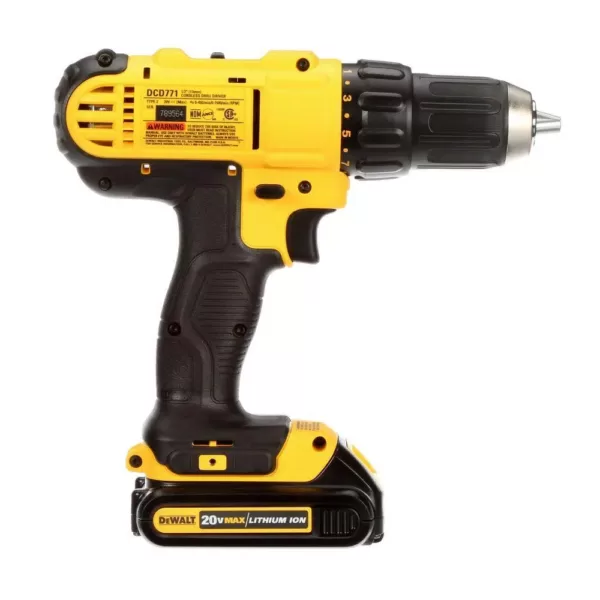 DEWALT 20-Volt MAX Cordless 1/2 in. Drill/Driver, (2) 20-Volt 1.3Ah Batteries & Max Fit Screwdriving Set (140-Piece)