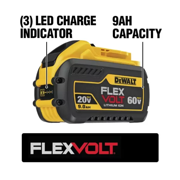 DEWALT FLEXVOLT 20-Volt/60-Volt MAX Lithium-Ion 9.0Ah Battery Pack with Fan Cooled Fast Charger