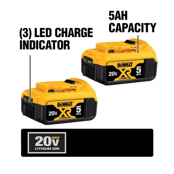 DEWALT 20-Volt MAX XR Premium Lithium-Ion 5.0Ah Battery Pack (2-Pack)