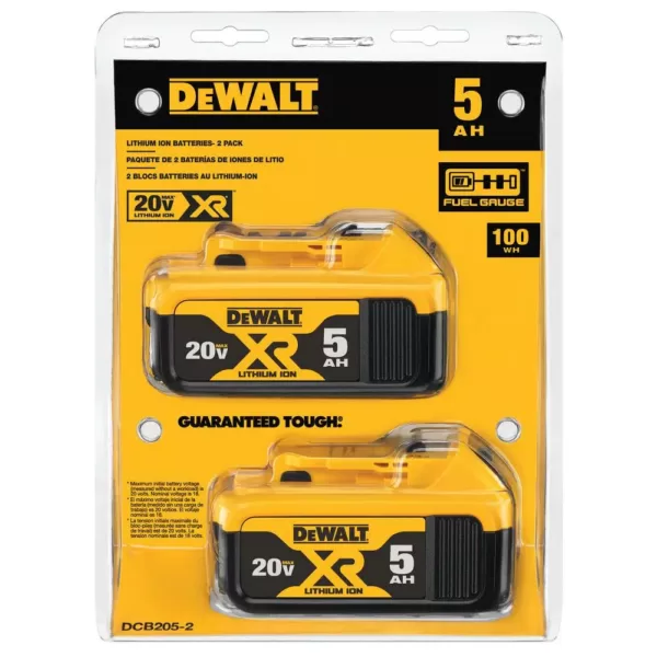 DEWALT 20-Volt MAX XR Premium Lithium-Ion 5.0Ah Battery Pack (2-Pack)