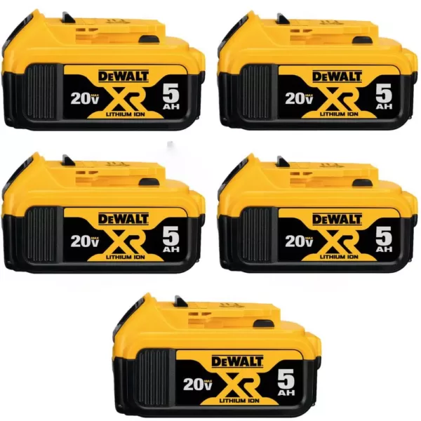 DEWALT 20-Volt MAX XR Premium Lithium-Ion 5.0Ah Battery Pack (5-Pack)