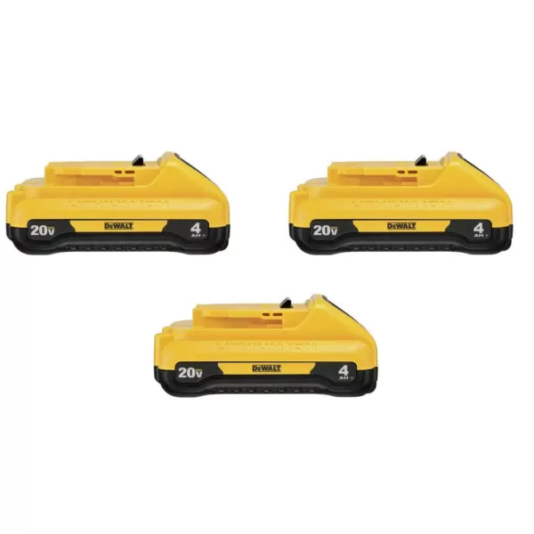 DEWALT 20-Volt MAX Compact Lithium-Ion 4.0Ah Battery Pack (3-Pack)