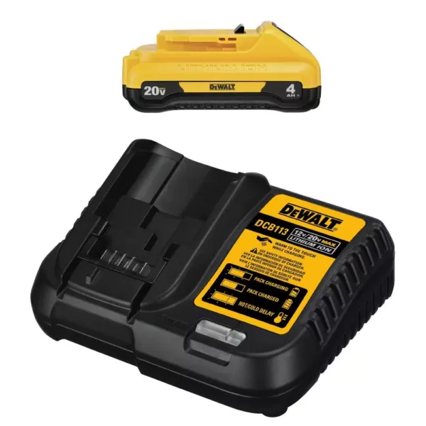 DEWALT 20-Volt MAX Compact Lithium-Ion 4.0Ah Battery Pack with 12-Volt to 20-Volt MAX Charger