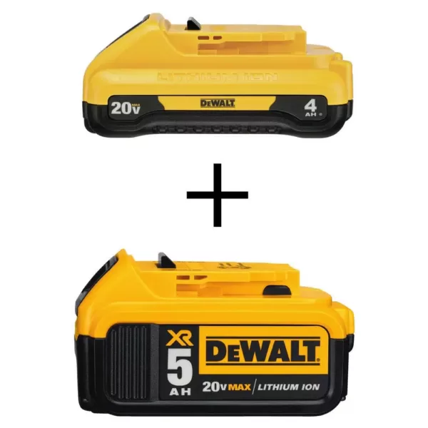 DEWALT 20-Volt MAX Lithium-Ion 4.0 Ah Compact Battery with (1) 20-V Battery 5.0 Ah