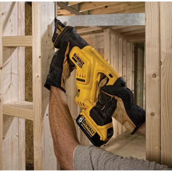 DEWALT 20-Volt MAX Cordless Compact Reciprocating Saw with (1) 20-Volt Battery 2.0Ah, (1) 20-Volt Battery 5.0Ah & Charger