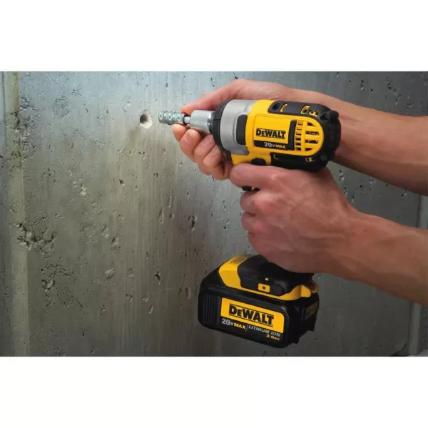 DEWALT 20-Volt MAX XR Brushless 1 in. SDS Plus L-Shape Rotary Hammer, (2) 20-Volt 5.0Ah Batteries & 1/2 in. Impact Wrench