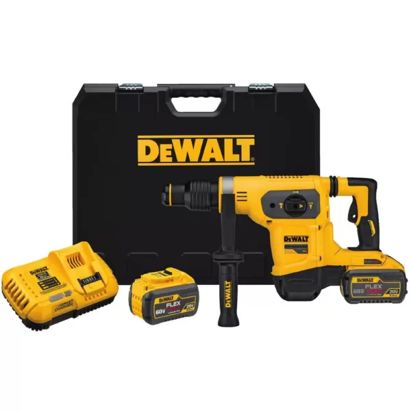 DEWALT FLEXVOLT 60-Volt MAX Brushless 1-9/16 in. SDS MAX Rotary Hammer, (2) FLEXVOLT 9.0Ah Batteries & 1/2 in. Impact Wrench