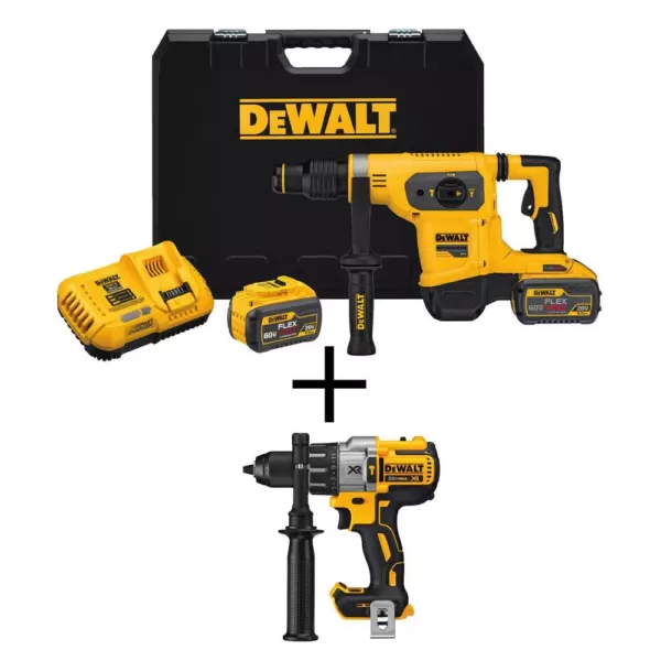 DEWALT FLEXVOLT 60-Volt MAX Brushless 1-9/16 in. SDS MAX Rotary Hammer, (2) FLEXVOLT 9.0Ah Batteries & Hammer Drill/Driver