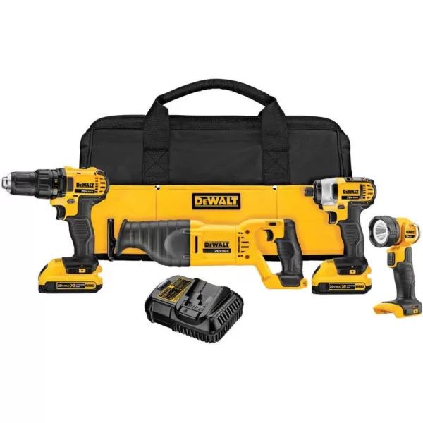 DEWALT 20-Volt MAX Cordless Combo Kit (4-Tool) with (2) 20-Volt 2.0Ah Batteries & Charger